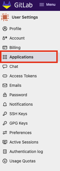 Navigate to GitLab Applications within your account.